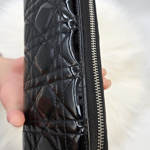 Dior  Cannage Pattern Patent Leather Continental Wallet - Picture 5 of 17